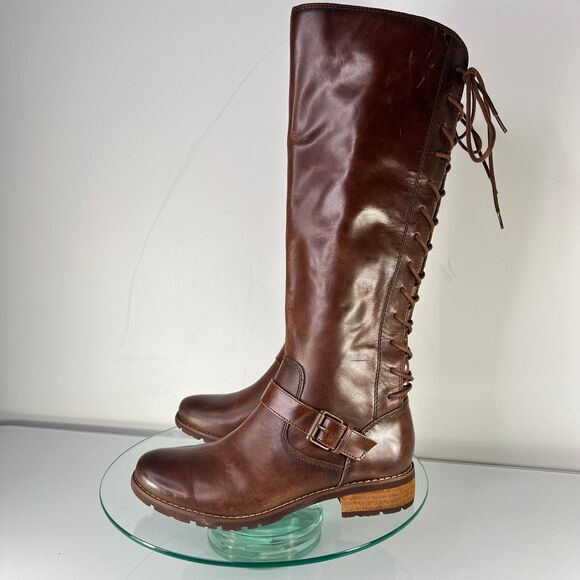 Sofft Kristie Lace up Knee High Leather Boot M Brown round toe - Picture 6 of 11